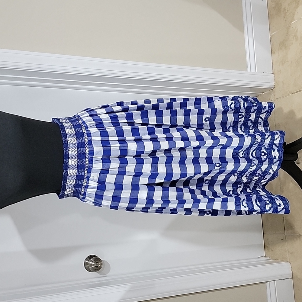 Long Blue and White Checkered Zara Skirt